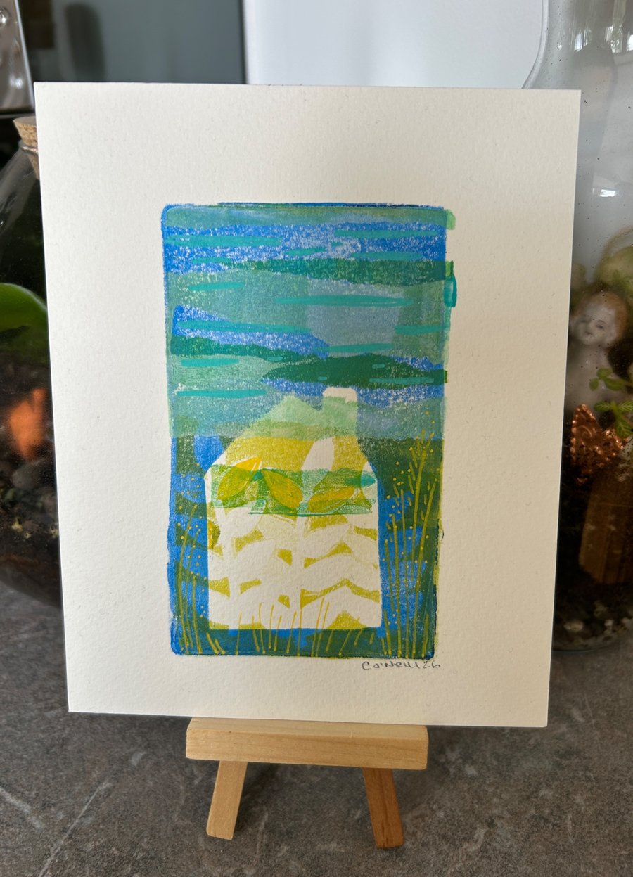 Holiday Home - Monoprint - one of a kind