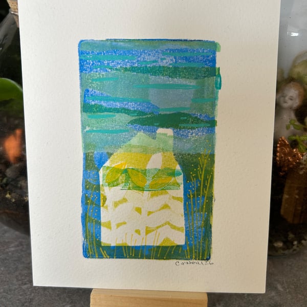 Holiday Home - Monoprint - one of a kind