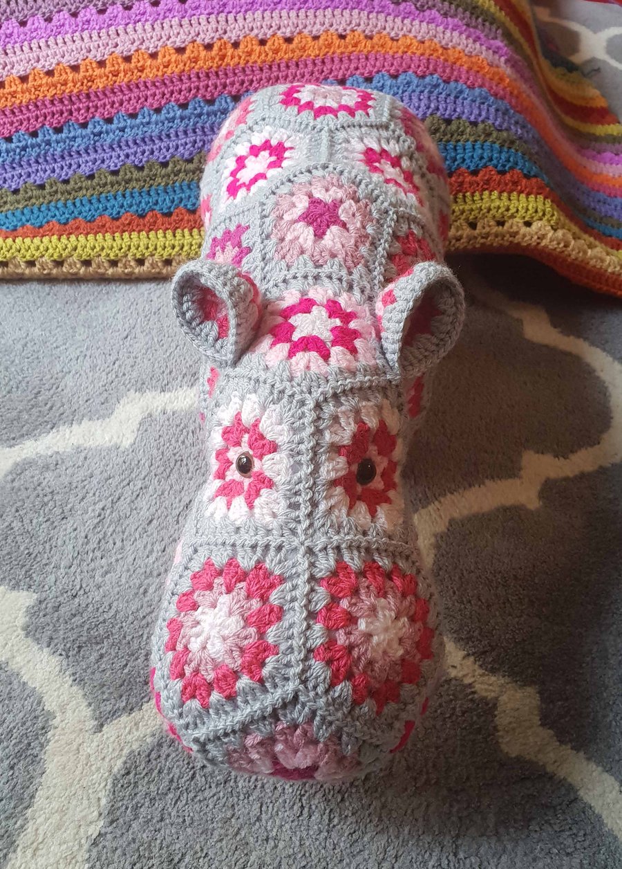 Crochet Pink Hippo stuffed animal toy