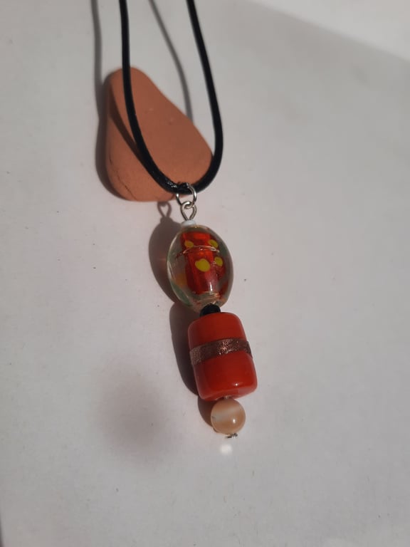 Lampwork Glass Bead Necklace 
