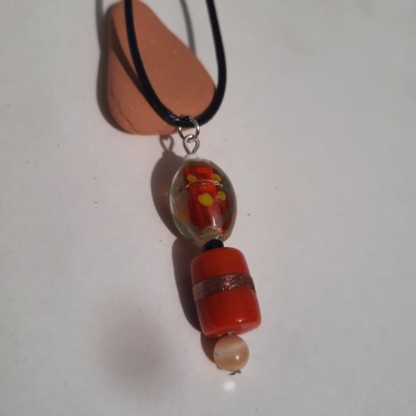 Lampwork Glass Bead Necklace 