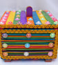 Multi-coloured wooden jewellery box - Image 1