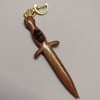 Chestnut Mini Athame With Garnet Keychain or Bag charm
