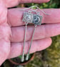Silver long dangly mismatched earrings with star and moon - Image 6