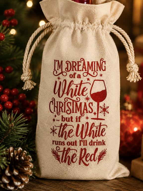 Wine Bottle Bag. Fantastic To Present A Special Bottle Of Bubbly For Christmas