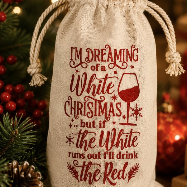 Wine Bottle Bag. Fantastic To Present A Special Bottle Of Bubbly For Christmas