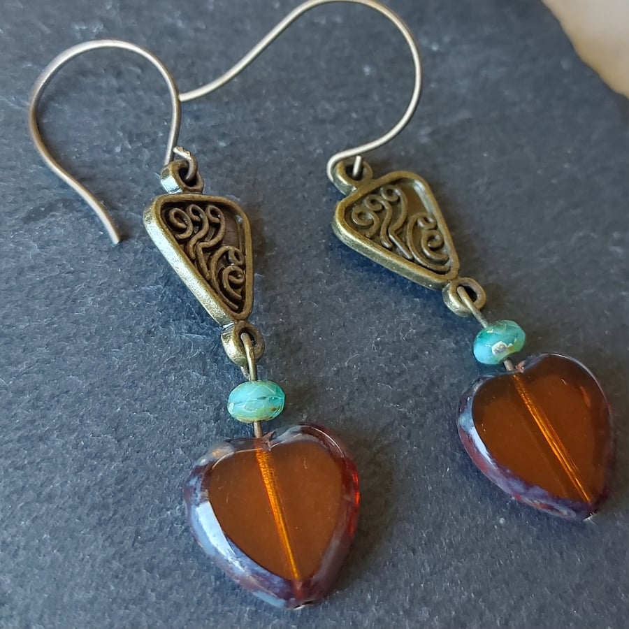 Glass Bead Dangle Earrings