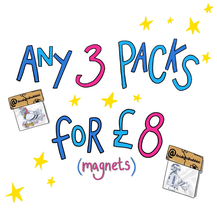 Pigeon Illustration Magnet Packs Multibuy Discount