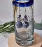 Handmade dangly polymer clay earrings  in grape, green, magenta and white  