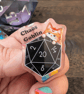 D&D Cat Acrylic Pin Badge, Tabletop RPG Dice Brooch, Nerdy Gamer Gift  - Image 3