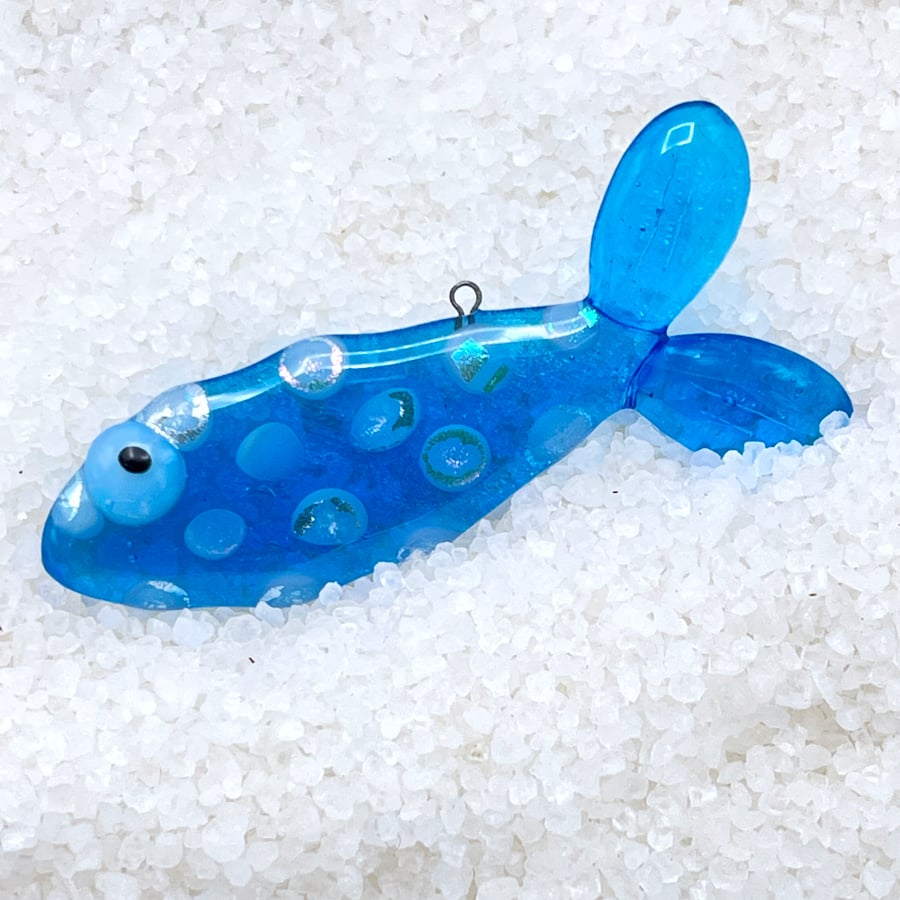 Spotty Fused Glass Fish Decoration