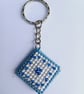 Key Ring, Bag Charm, Embroidered with Beads on Plastic Canvas - Image 3