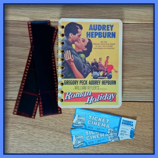 Roman Holiday Movie Poster Notebook – Vintage Film Cover – Handmade Wire-Bound 
