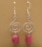 Sterling silver wire wrapped spiral dangle earrings with cherry quartz chunks - Image 5