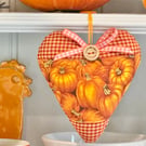 SALE 2026 - PUMPKIN HEART - autumn decoration, orange gingham