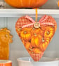 SALE 2026 - PUMPKIN HEART - autumn decoration, orange gingham