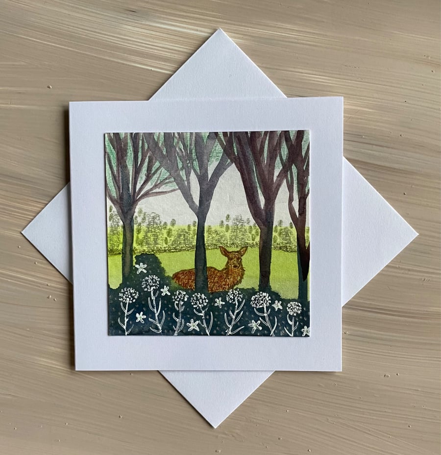 Red doe greetings card 