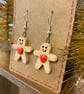 Sale Ceramic gingerbread man earrings
