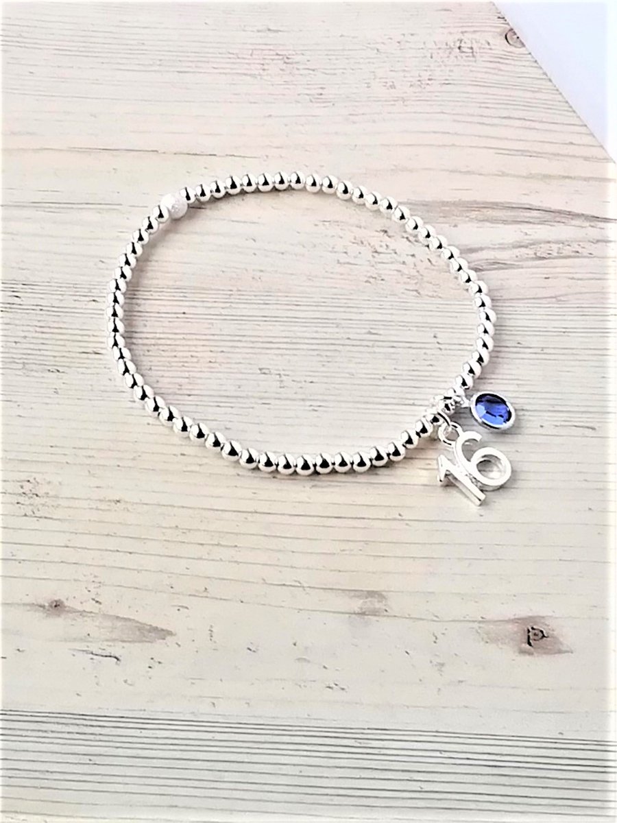 Sterling Silver 16th Birthday Bracelet 16th Bi Folksy