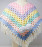 Hand Crocheted Pastel Rainbow Poncho  1 - 2 years - Image 3