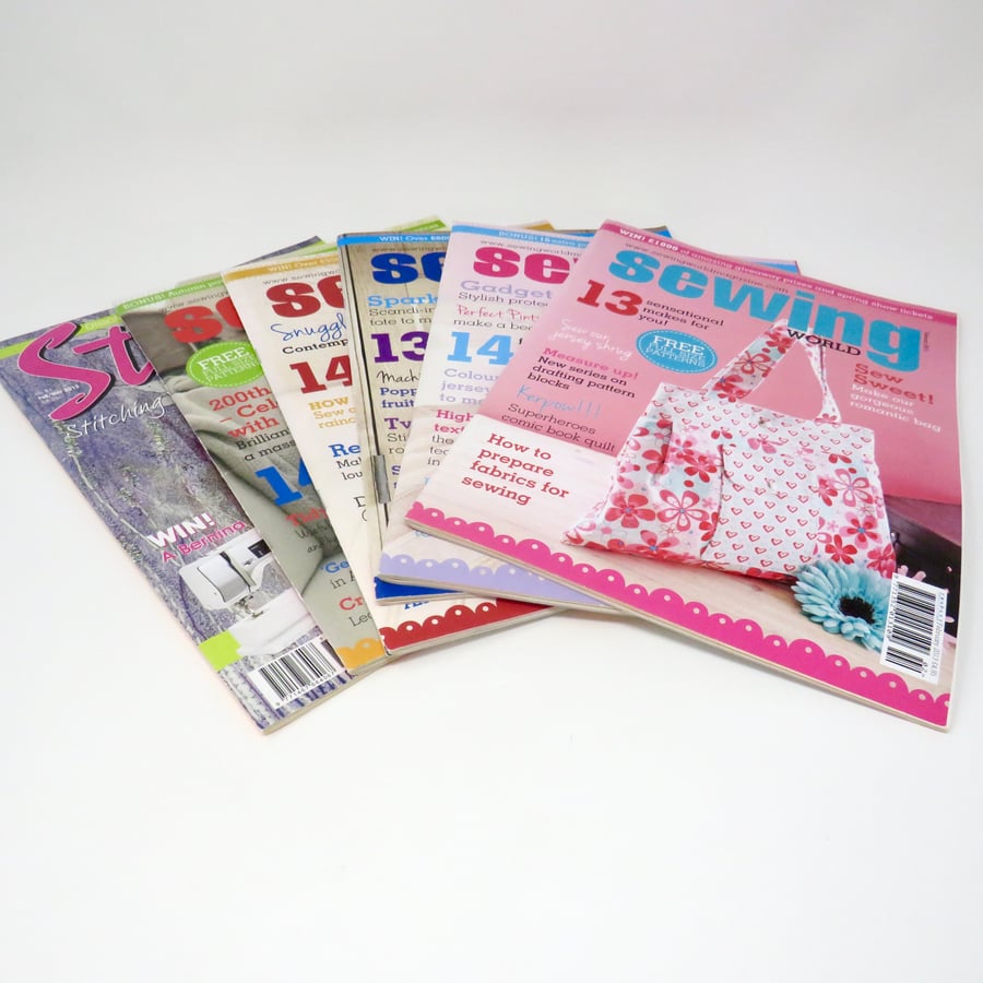 5 back issues of Sewing World magazine