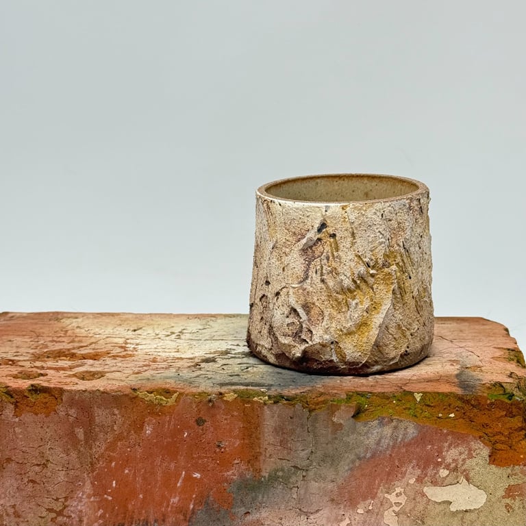 Polished edge textured tumbler. No 12