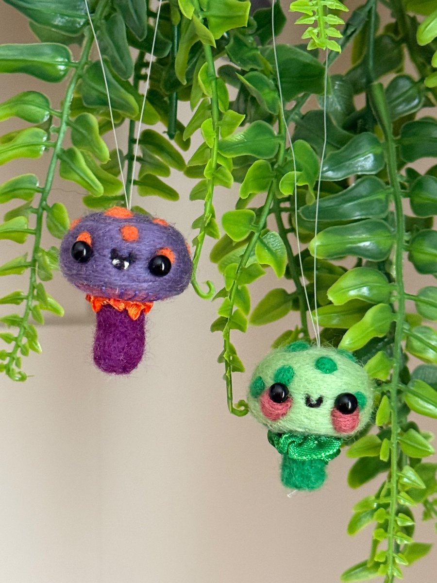 Mini Mushroom Green and Purple Duo