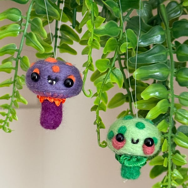 Mini Mushroom Green and Purple Duo