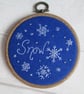 Hand Embroidered Snowflake Hoop Decoration, Snow Decoration - Image 4