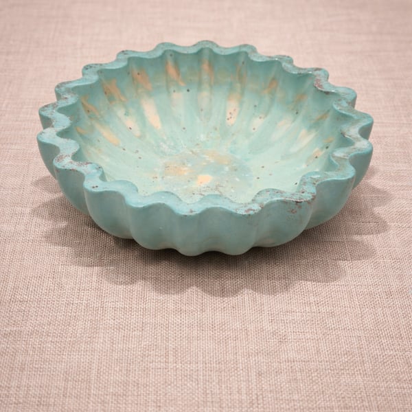 Scalloped Trinket Dish, Jewelry Ring Holder, Shell Catchall Tray, Vanity 