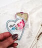 Textile 'Mum' Heart Brooch - Image 4