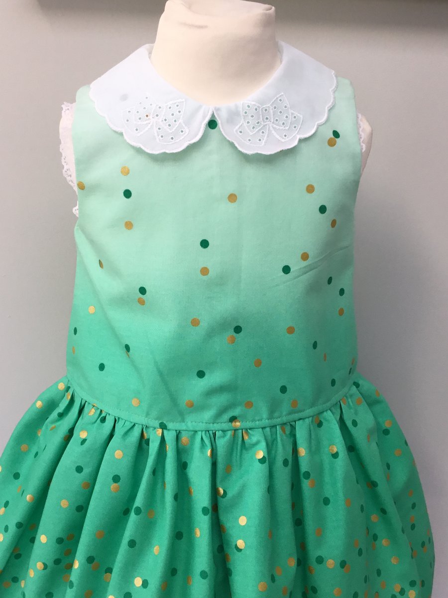 Girls party dress, jade green, gold confetti, classic style, wedding, 2-3 yrs