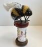 Bobbinbee - Knitted Bee on a vintage wooden bobbin
