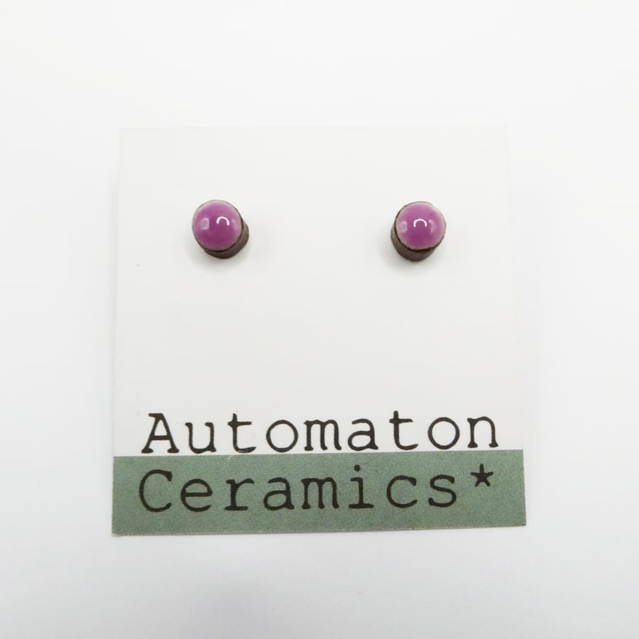 Ceramic lilac ear studs, small ear-studs, bright earrings, boho earrings
