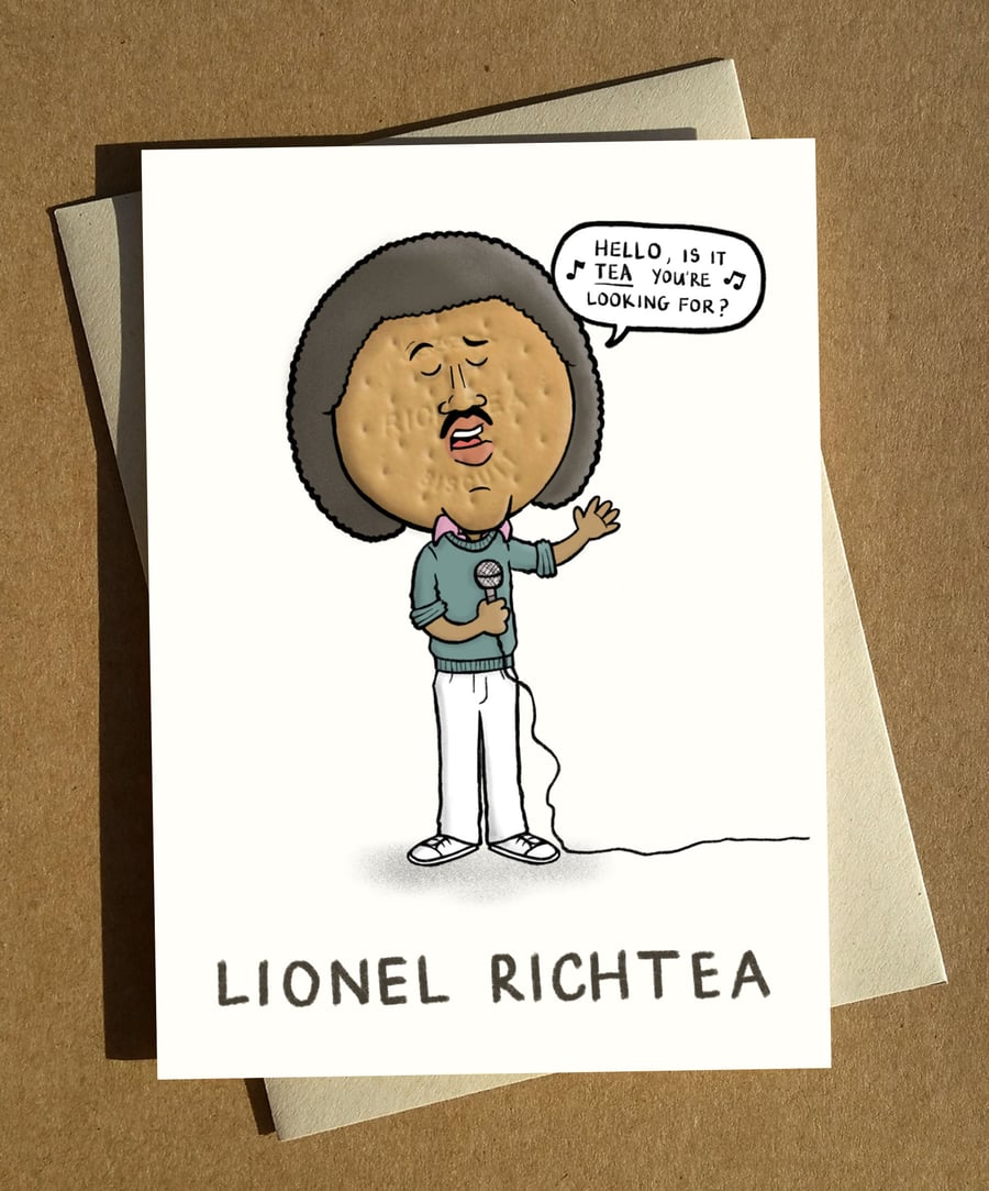 Lionel Richtea Cartoon Pun Birthday Card A6 - Funny Lionel Richie Commodores Mus