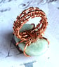 Amazonite and Copper Wire-Wrapped Positivity Ring, Unique Piece,UK Size L - Image 3