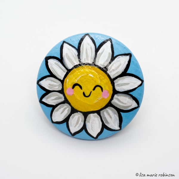 Happy Daisy Kawaii Flower Fridge Magnet - Handmade & Hand Painted
