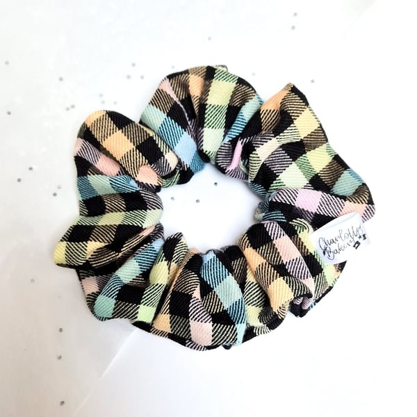 Pastel check hair scrunchie