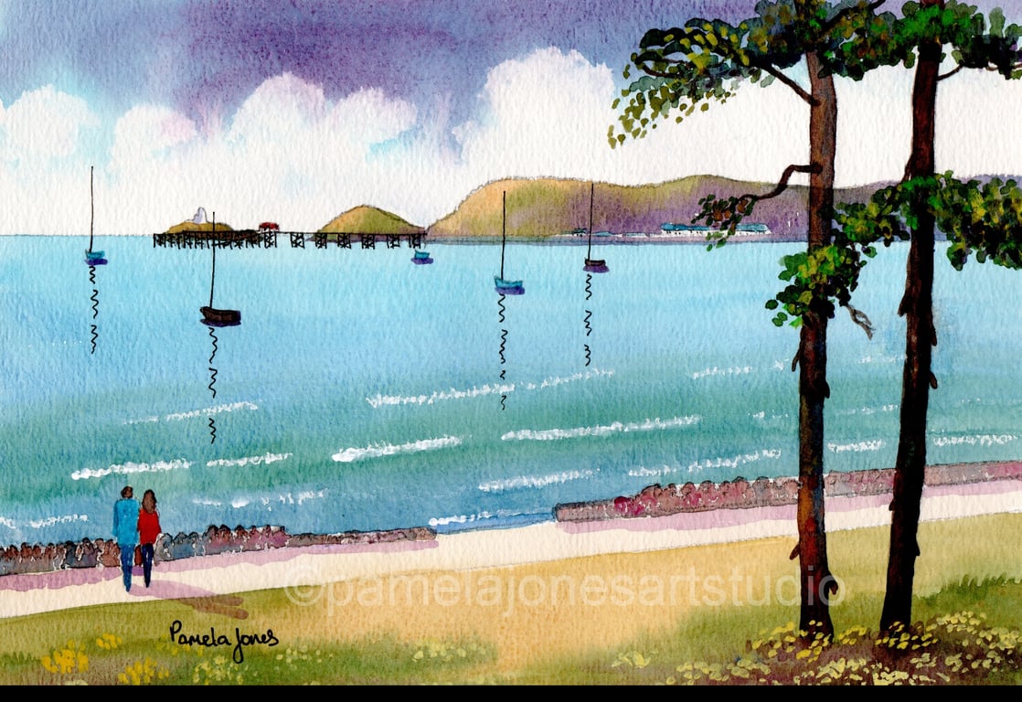 Mumbles from west Cross, Swansea Bay, South Wales, in 8 x 6'' Mount