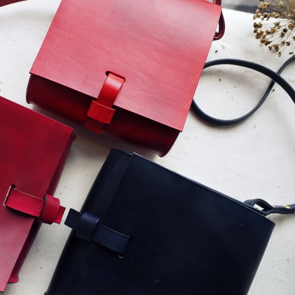 Red Leather Bag, Miniature Satchel, Small Crossbody, Tiny Messenger Bag