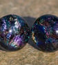 Multicoloured Dichroic Glass Earrings with Sterling Silver Studs - 2513 - Image 5