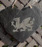 Handmade Welsh Dragon Slate Heart Hanging Decoration.