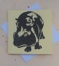 Hippo Art Greeting Card From Original Lino Cut Print Cream