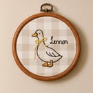 Personalised Goose Nursery Embroidery Hoop - Neutral Baby Name Wall Decor 