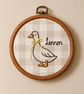 Personalised Goose Nursery Embroidery Hoop - Neutral Baby Name Wall Decor 