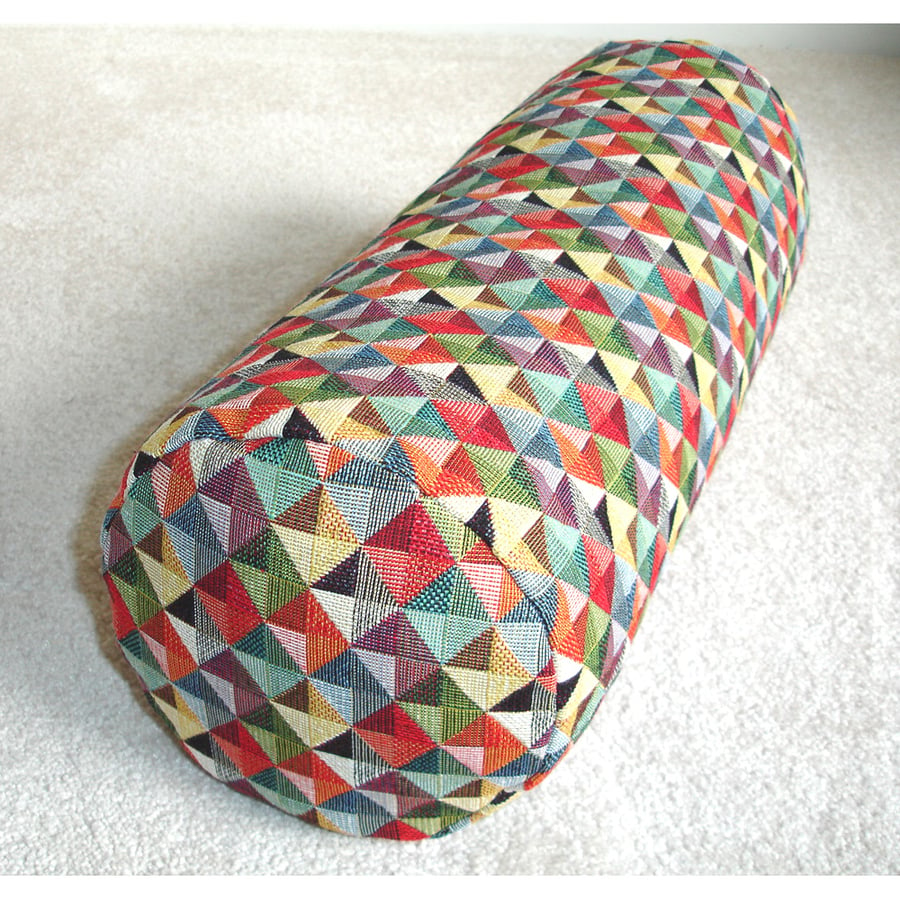Bolster Cushion Cover 16"x6" Round Cylinder Tapestry Red Blue Green Yellow