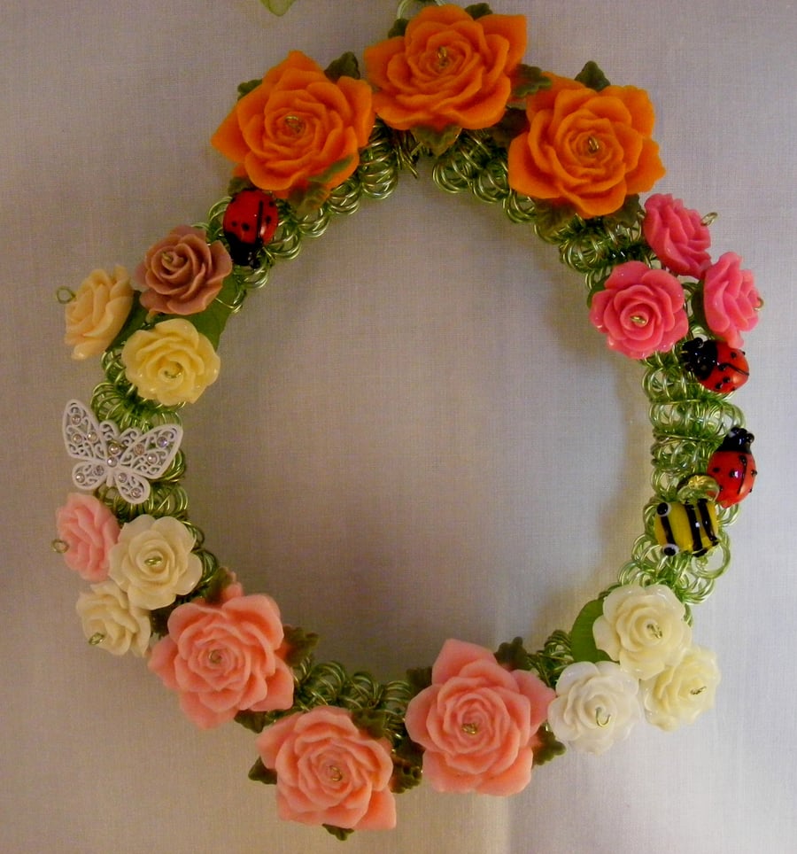 Handmade Rose Garden Floral Wreath