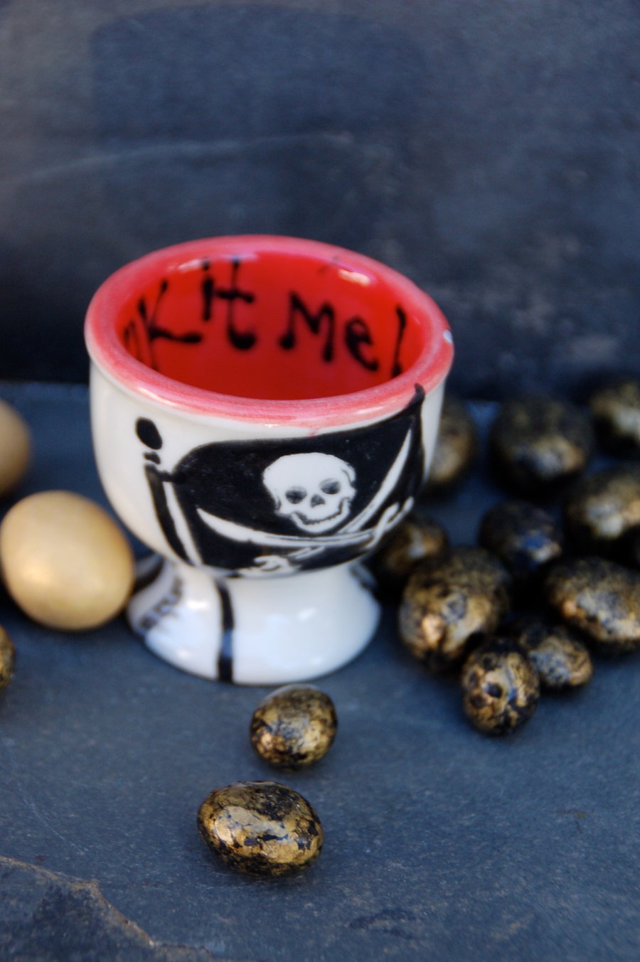 pirate egg cup - stripey