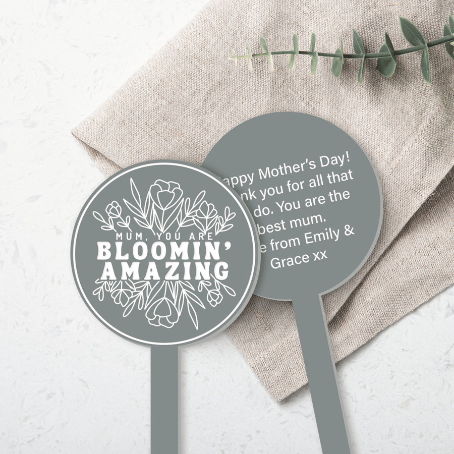Bloomin' Amazing - Line Flowers Plant Tag: Personalised Mother's Day Gift Mum