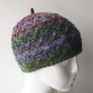 Hat, Cap, Beanie or Toque, Knitted, Handspun, British Wool, Multicolour
